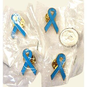 Lot of 4 BLUE Support Ribbon Pins Lapel Brooch For the Cause Jewelry Child Colon